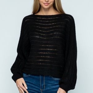 SOLID OPEN KNIT SWEATER